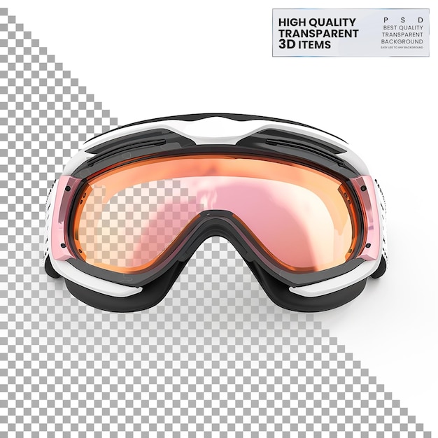 PSD ski goggles eyewear for protecting eyes during skiing on transparent background