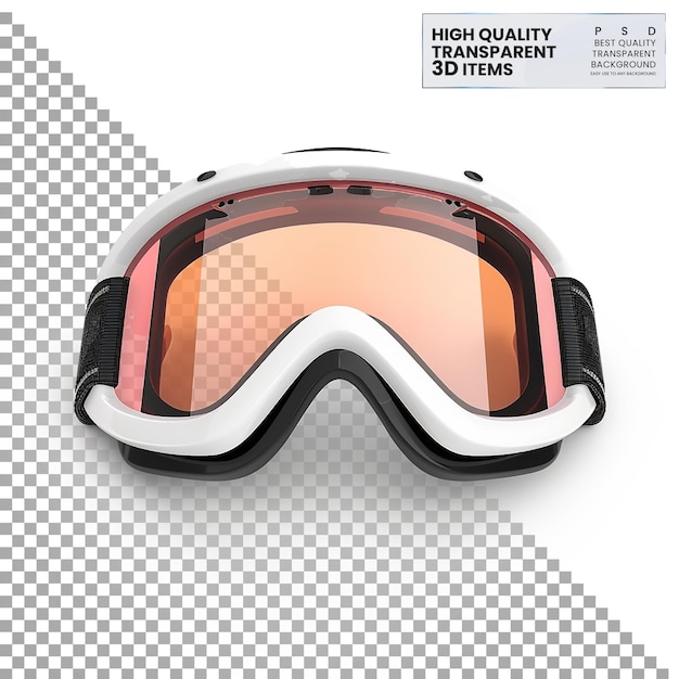 PSD ski goggles eyewear for protecting eyes during skiing on transparent background