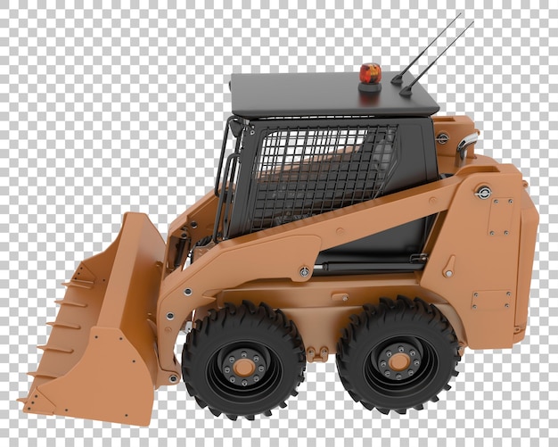 Skid steer loader on transparent background 3d rendering illustration