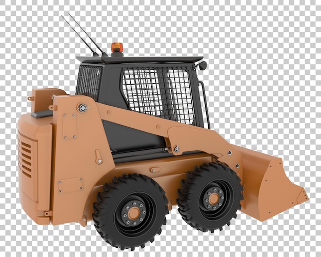 Skid steer loader on transparent background 3d rendering illustration