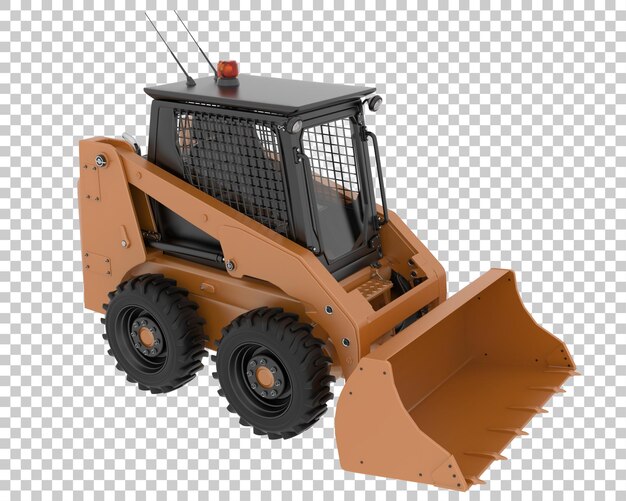 PSD skid steer loader on transparent background 3d rendering illustration