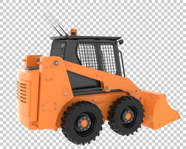 Skid steer loader on transparent background 3d rendering illustration