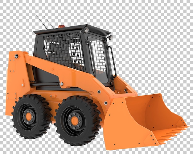 Skid steer loader on transparent background 3d rendering illustration