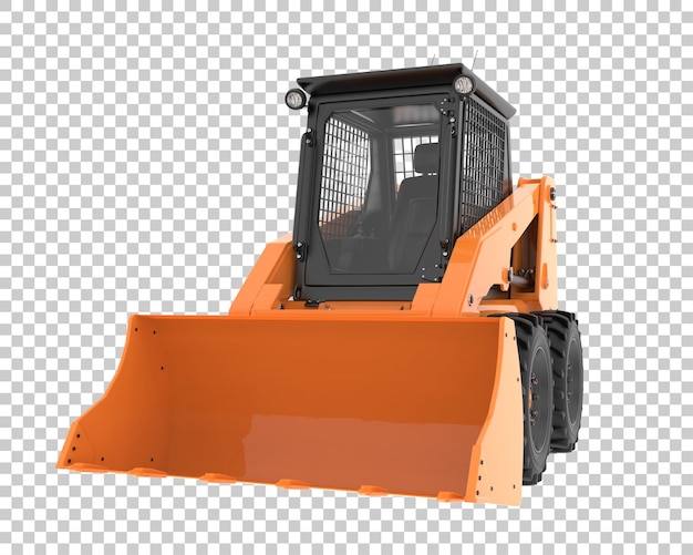 Skid steer loader on transparent background 3d rendering illustration