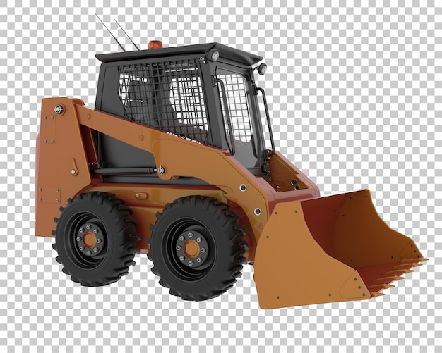 PSD skid steer loader on transparent background 3d rendering illustration