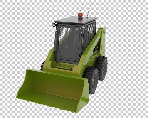 Skid steer loader on transparent background 3d rendering illustration