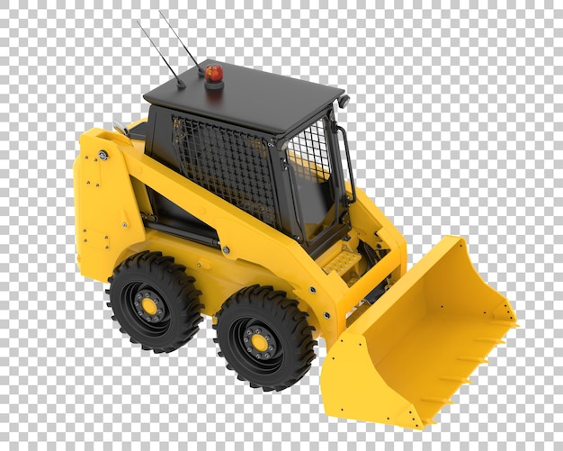 Skid steer loader on transparent background 3d rendering illustration