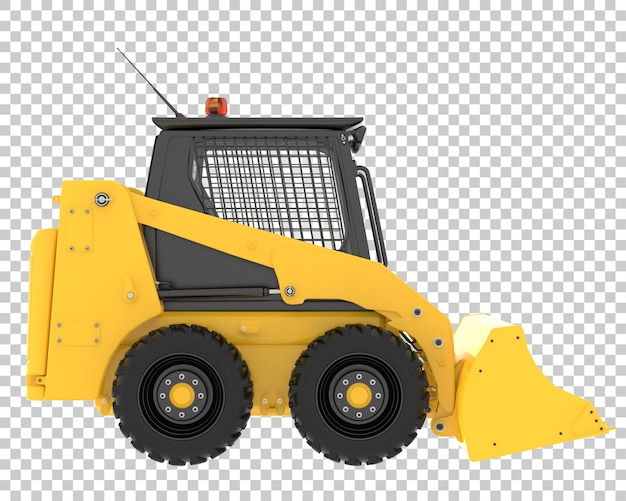 Skid steer loader on transparent background 3d rendering illustration