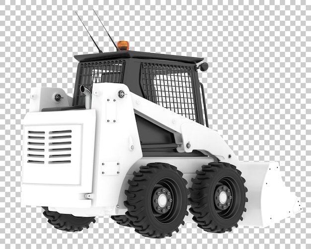 Skid steer loader on transparent background 3d rendering illustration