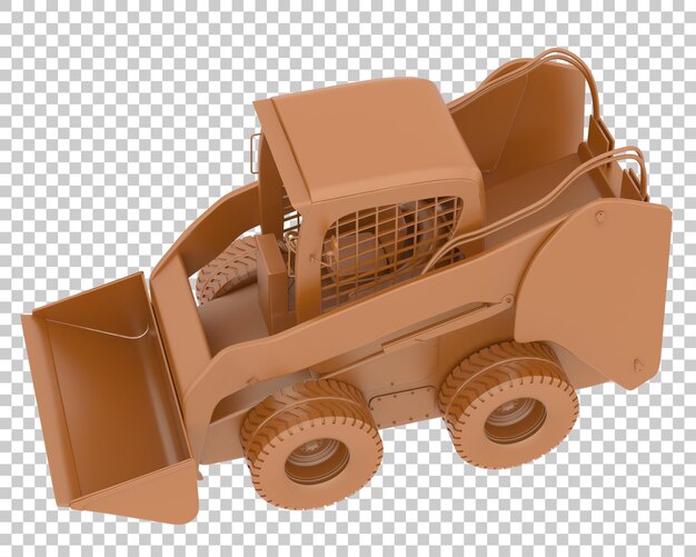 Skid steer loader on transparent background 3d rendering illustration