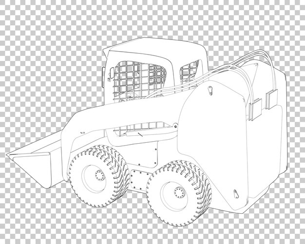 PSD skid steer loader on transparent background 3d rendering illustration