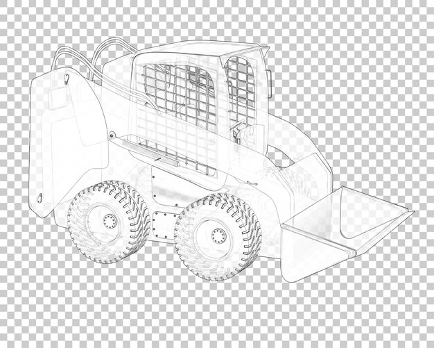 PSD skid steer loader on transparent background 3d rendering illustration