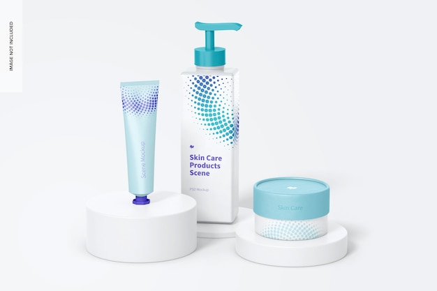 Skin Care Products Scene Mockup, Front Side