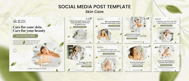 Skin care social media posts pack