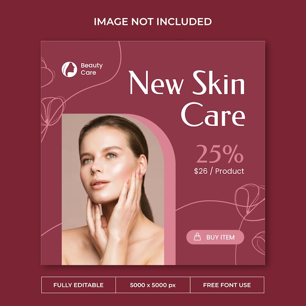 Skincare instagram post PSD template