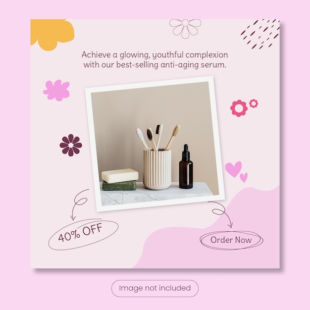 Skincare product promo instagram post template banner