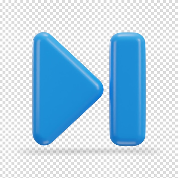 PSD skip to the end next music player button 3d vector icon