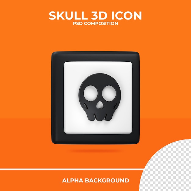 Skull 3d rendering icon halloween Premium Psd