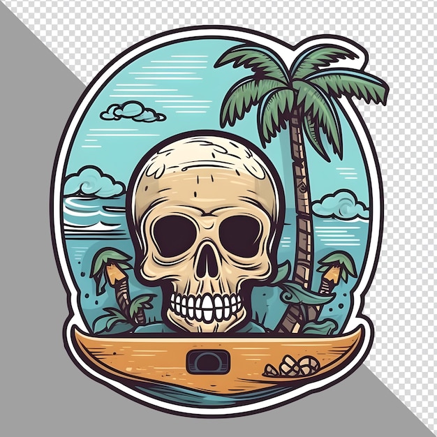 PSD a skull in a ball with a palm tree in the background