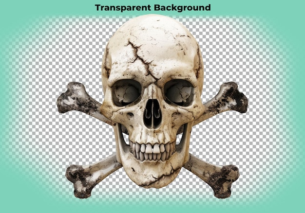 PSD skull and bones cross isolated on transparent background