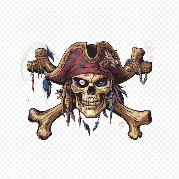 skull and crossbones of a pirate hat with a skull and horns