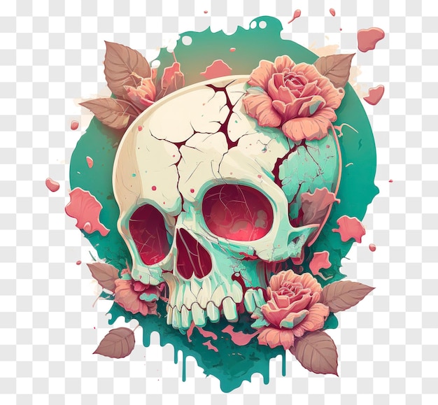 Skull and flowers