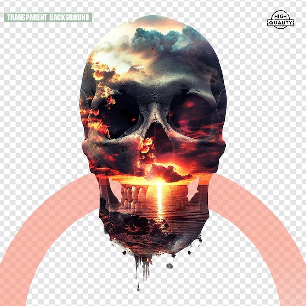 PSD skull mask isolated on transparent background