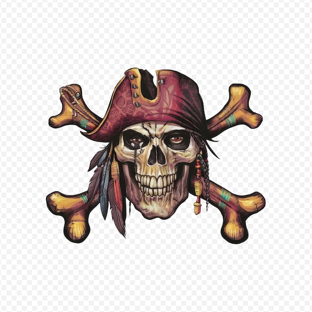 a skull and a pirate hat with a skull and the word pirate on it