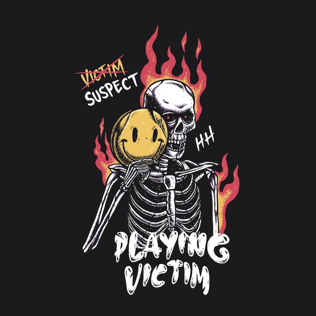 Skull Playing Victim Premium Illustration