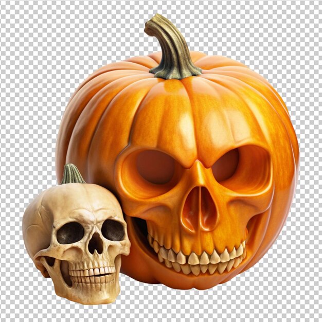 skull and pumpkin illustration for Halloween