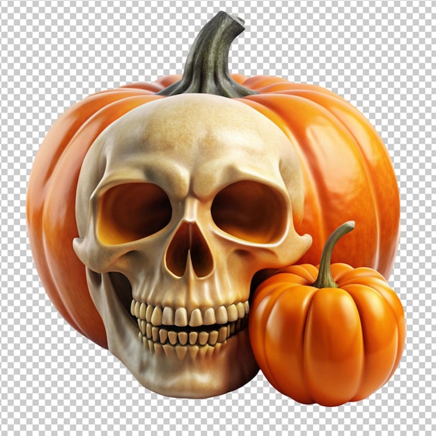 skull and pumpkin illustration for Halloween