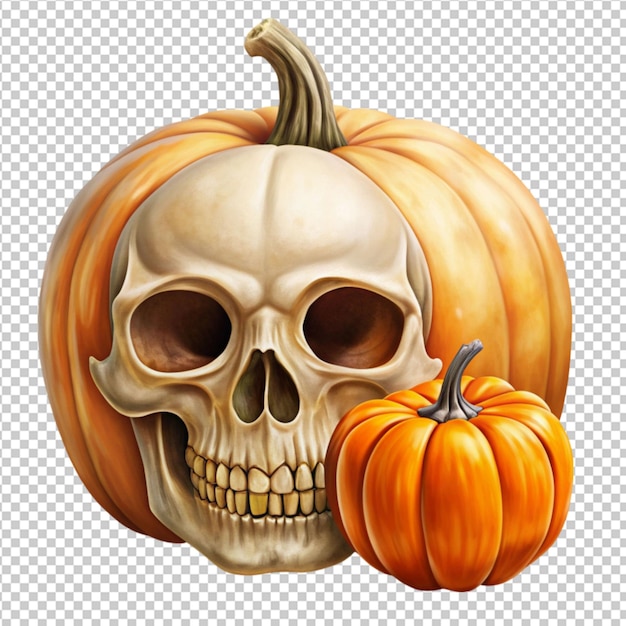 skull and pumpkin illustration for Halloween