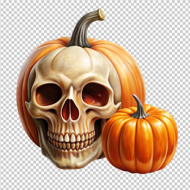 PSD skull and pumpkin illustration for halloween