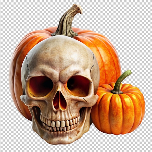 skull and pumpkin illustration for Halloween