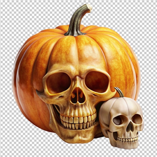 skull and pumpkin illustration for Halloween