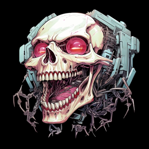 Skull robot art illustrations for stickers tshirt design poster etc