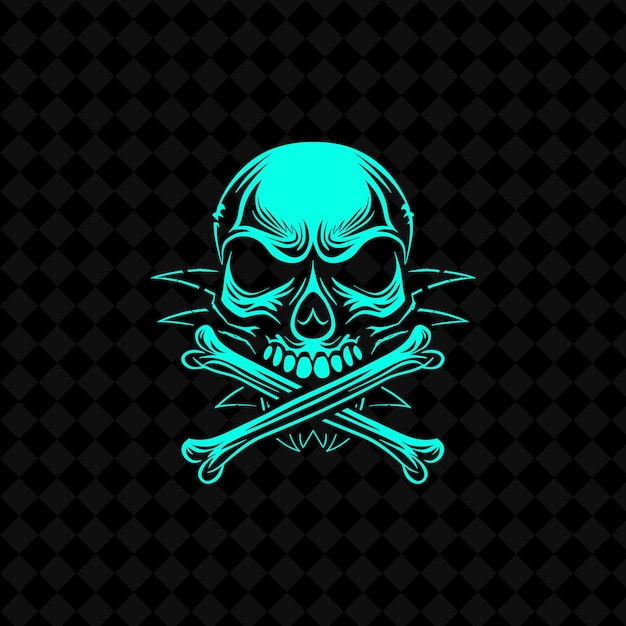 a skull and swords logo with a cross on the top