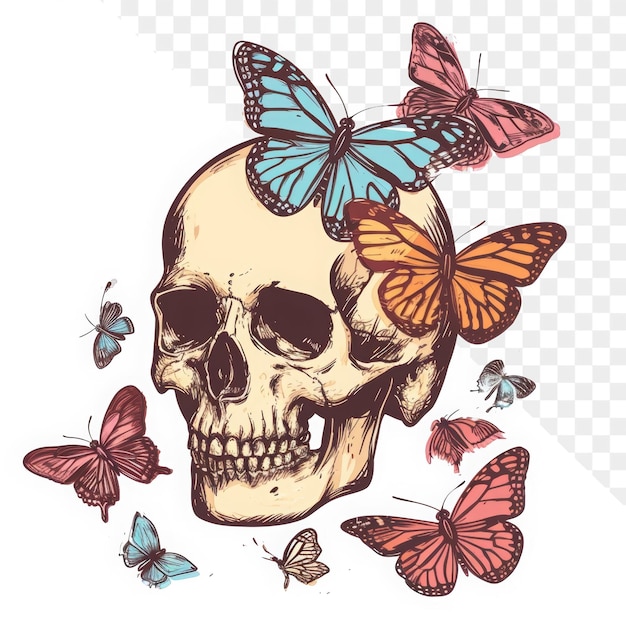 a skull with butterflies on it and a skull with butterflies on it