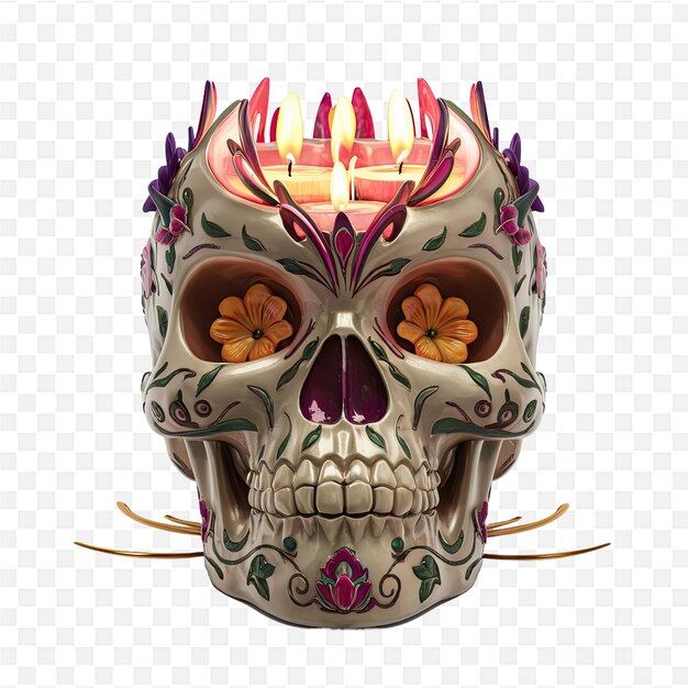 PSD a skull with a floral pattern on it and a skull with a floral pattern