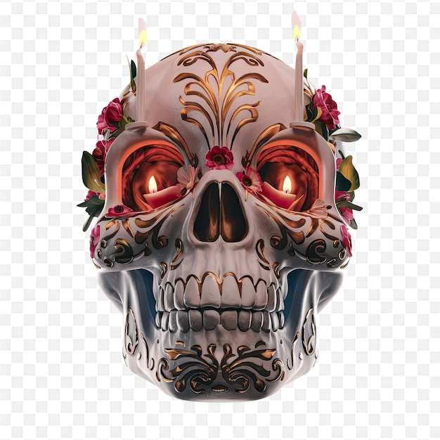 a skull with a floral pattern on its face and the words quot the word quot on it