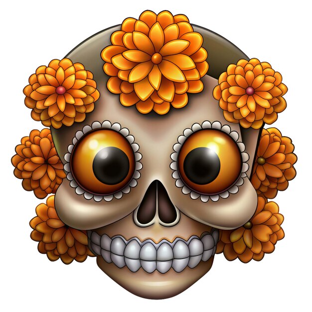 PSD a skull with a flower in the middle of it