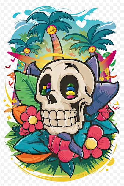 PSD a skull with flowers and a skull on it