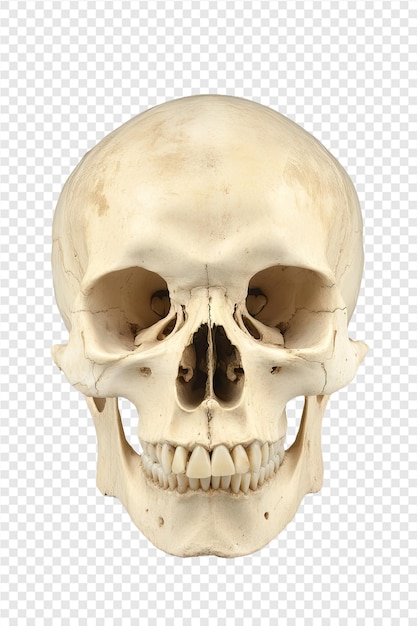 PSD a skull with a lower jaw on a transparent background