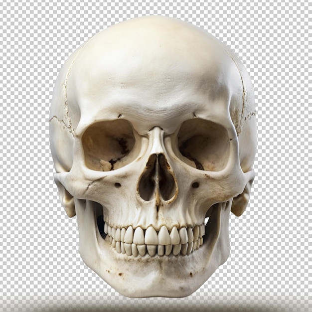 PSD a skull with a missing tooth is shown on a white background