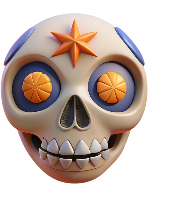 PSD a skull with orange starfish on it is made by a skull