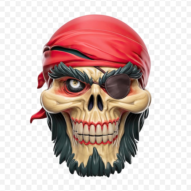 PSD a skull with a red bandana on it and a skull with a bandana on it