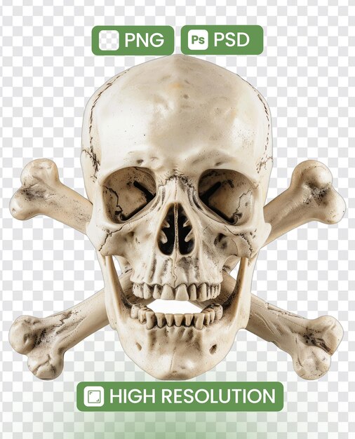 A skull with a skull and crossbones on it png