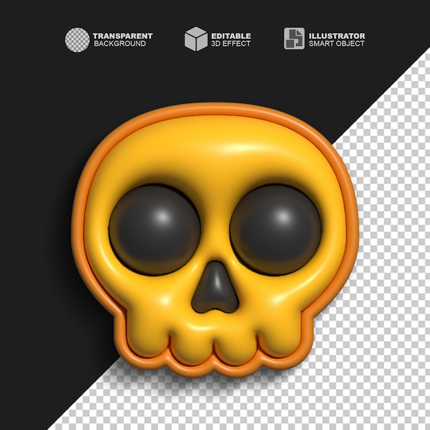 PSD a skull with a yellow face and a black background with a black background