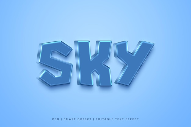 PSD sky blue background 3d editable text effect style