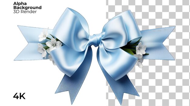 Sky Blue ribbon for birthday isolated transparent Background PNG